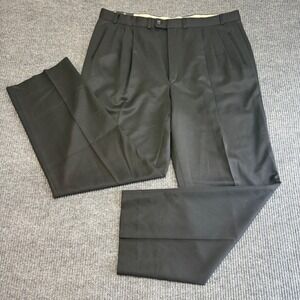 Lancetti Black Wool Dress Pants Mens 42x32 100% Wool Tailored Classic Slacks